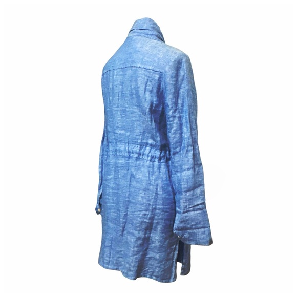 Chico’s Cross Dye Blue Linen Drawstring Utility Shirt. Size 0 - Picture 8 of 11